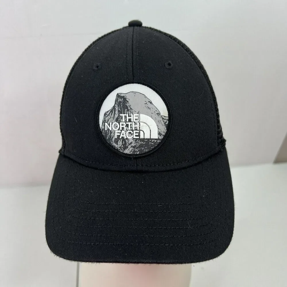 The‎ North Face Mens Hat Cap Trucker Patch Logo Black SnapBack Mesh Back OS